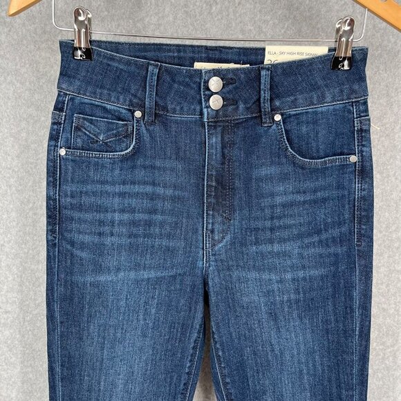 Anthropologie Unpublished Ella Sky High Rise Skinny Jeans Size 26 Dark Wash NEW - Picture 2 of 14